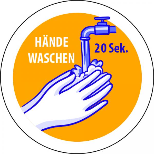 Corona Aufkleber Hände waschen